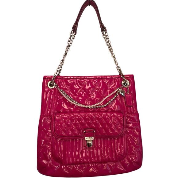 Coach Handbags - Coach Poppy F19830 Quilted Patent Y2K Coquette Barbiecore Chain Handle Slim Tot